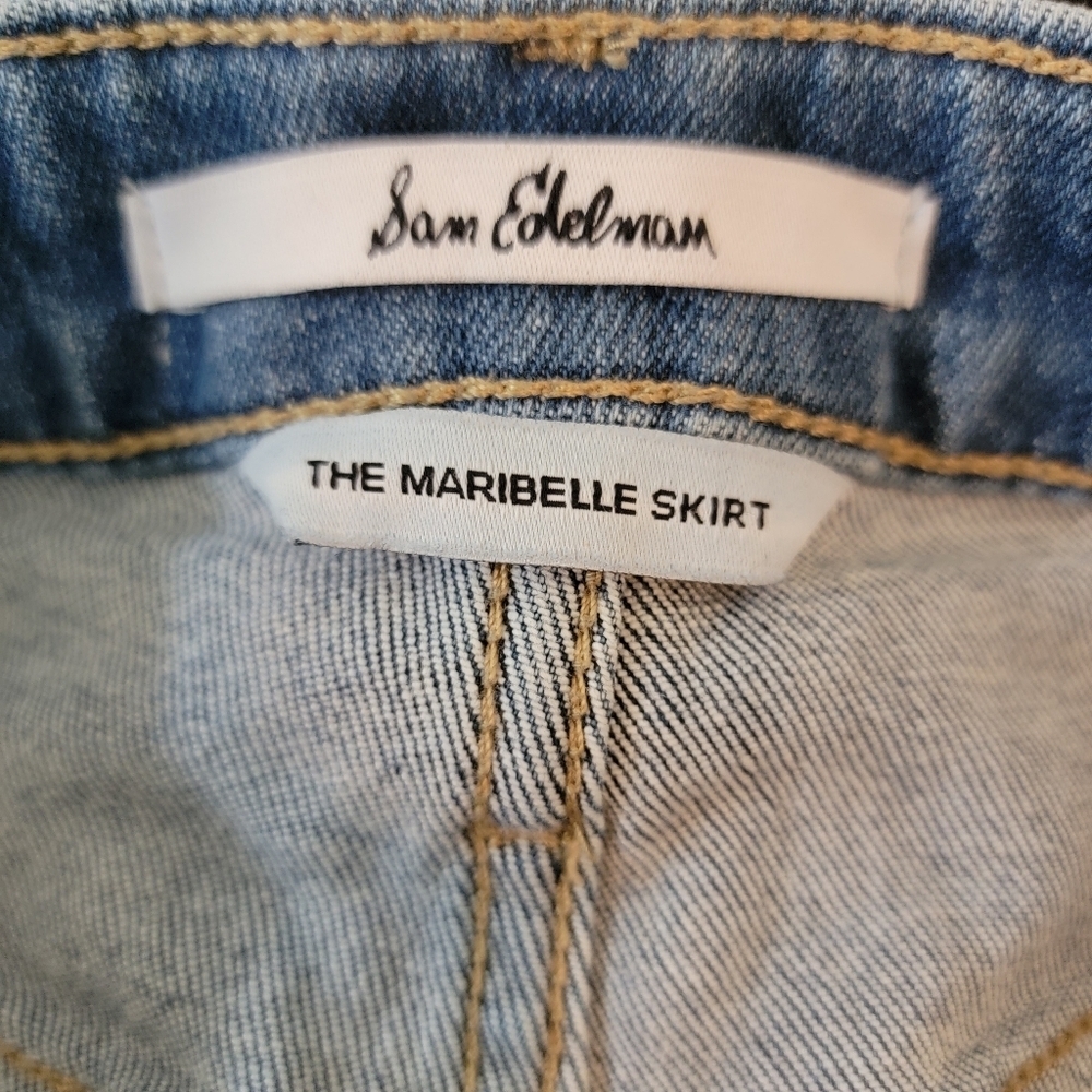 Sam Edelman THE MARIBELLE Denim Skirt Sz 29 Side Slit Y2K Minimalist Festival - Picture 10 of 12
